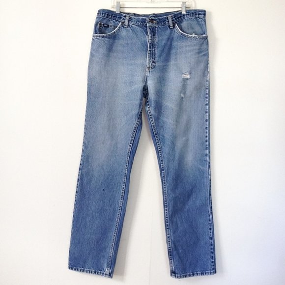 Vintage Lee Jeans Distressed Straight Leg 38 / 34 - Picture 7 of 16